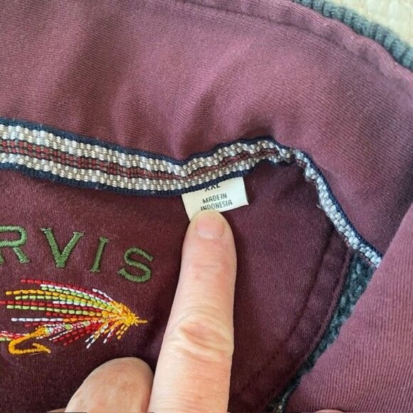 Orvis Men's Pullover Gray Size 2XL Nantucket 1/4 snap Zip Hiking Fleece Lined - Picture 8 of 11